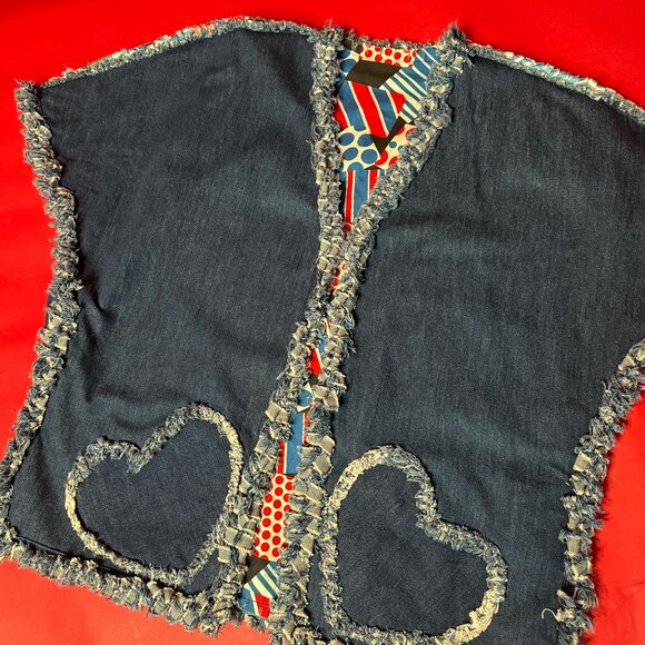 Vintage Artisan Denim Fringe Jacket – 1980s–90s Handmade Boho Statement - Picture 6 of 12